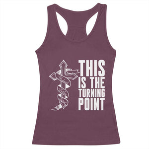 This is the Turning Point Racerback Tank Top Husband Father Patriot Charlie Kirk Tribute Christian Faith TS02 Maroon Print Your Wear