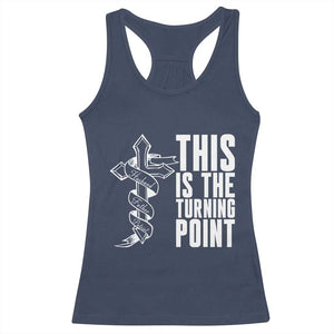 This is the Turning Point Racerback Tank Top Husband Father Patriot Charlie Kirk Tribute Christian Faith TS02 Navy Print Your Wear