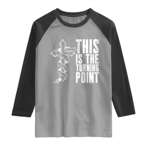 This is the Turning Point Raglan Shirt Husband Father Patriot Charlie Kirk Tribute Christian Faith TS02 Sport Gray Black Print Your Wear