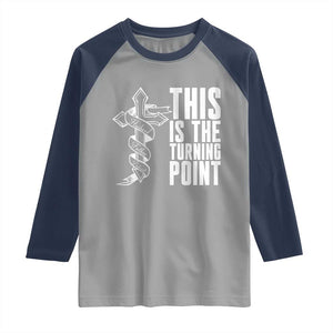 This is the Turning Point Raglan Shirt Husband Father Patriot Charlie Kirk Tribute Christian Faith TS02 Sport Gray Navy Print Your Wear