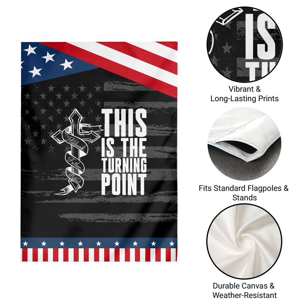 This is the Turning Point Garden Flag Husband Father Patriot Charlie Kirk Tribute Christian Faith TS02 Print Your Wear