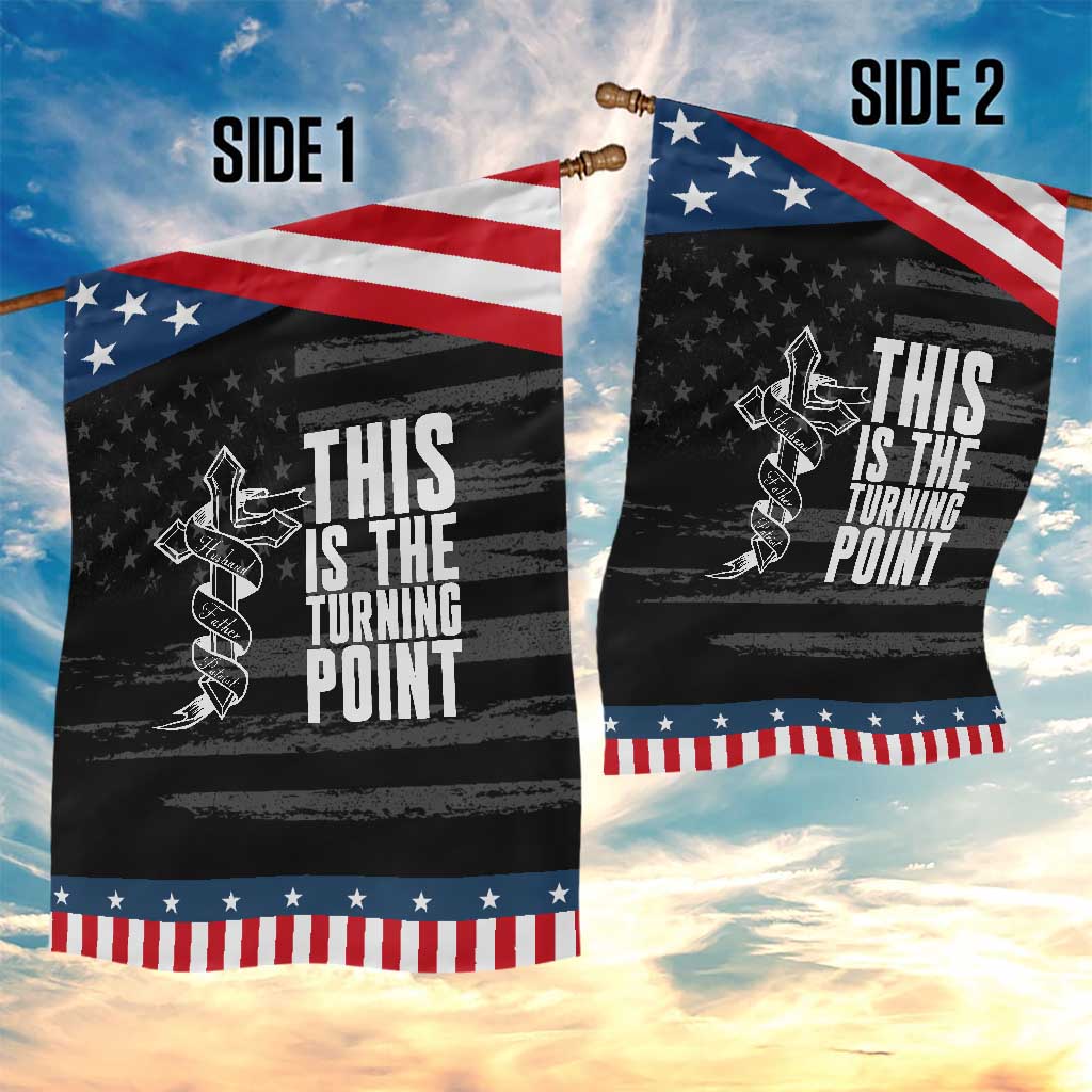 This is the Turning Point Garden Flag Husband Father Patriot Charlie Kirk Tribute Christian Faith TS02 Print Your Wear