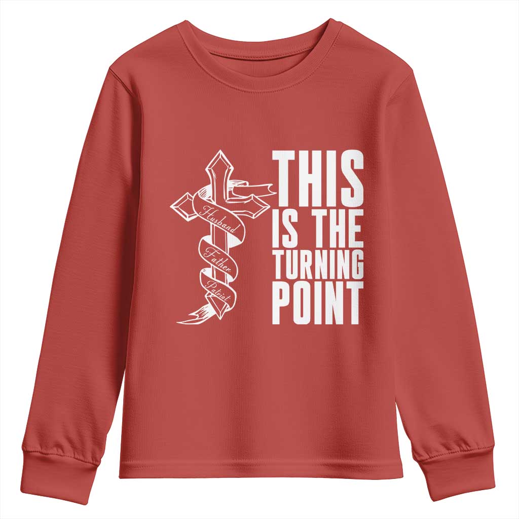 This is the Turning Point Youth Sweatshirt Husband Father Patriot Charlie Kirk Tribute Christian Faith TS02 Red Print Your Wear