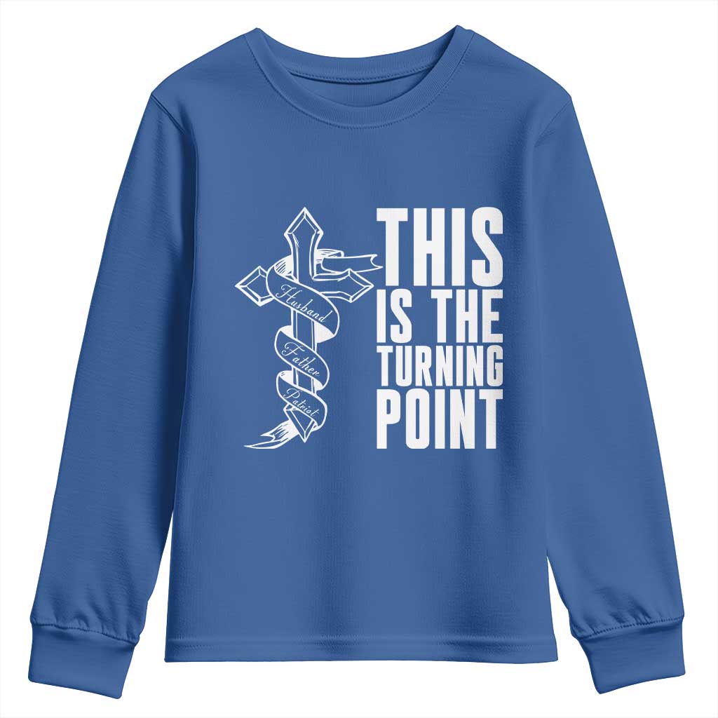 This is the Turning Point Youth Sweatshirt Husband Father Patriot Charlie Kirk Tribute Christian Faith TS02 Royal Blue Print Your Wear