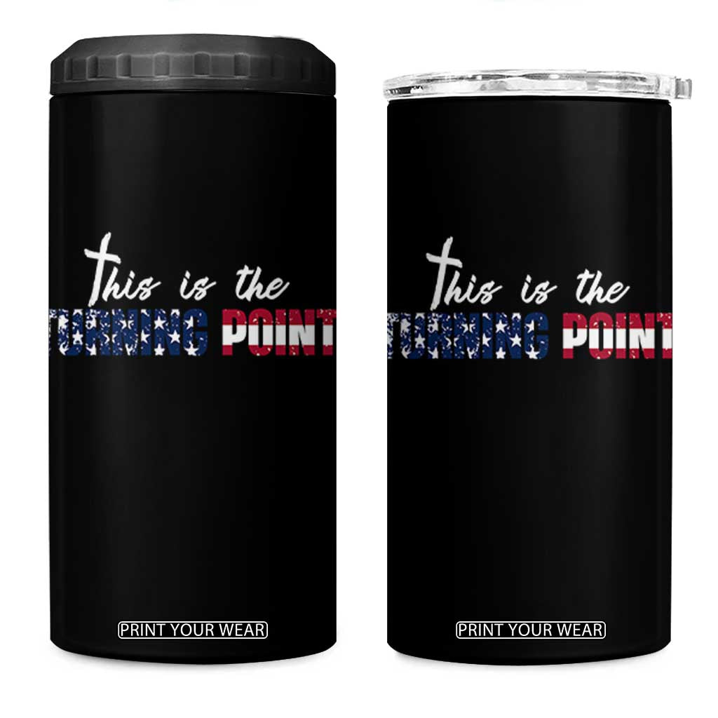 This is The Turning Point 4 in 1 Can Cooler Tumbler Patriotic American Flag Graphic TS02 One Size: 16 oz Black Print Your Wear