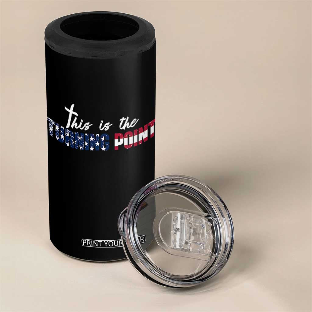 This is The Turning Point 4 in 1 Can Cooler Tumbler Patriotic American Flag Graphic TS02 Print Your Wear