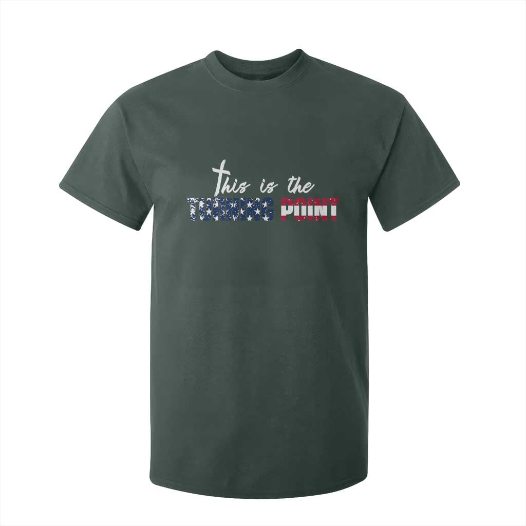 This is The Turning Point T Shirt For Kid Patriotic American Flag Graphic TS02 Dark Forest Green Print Your Wear