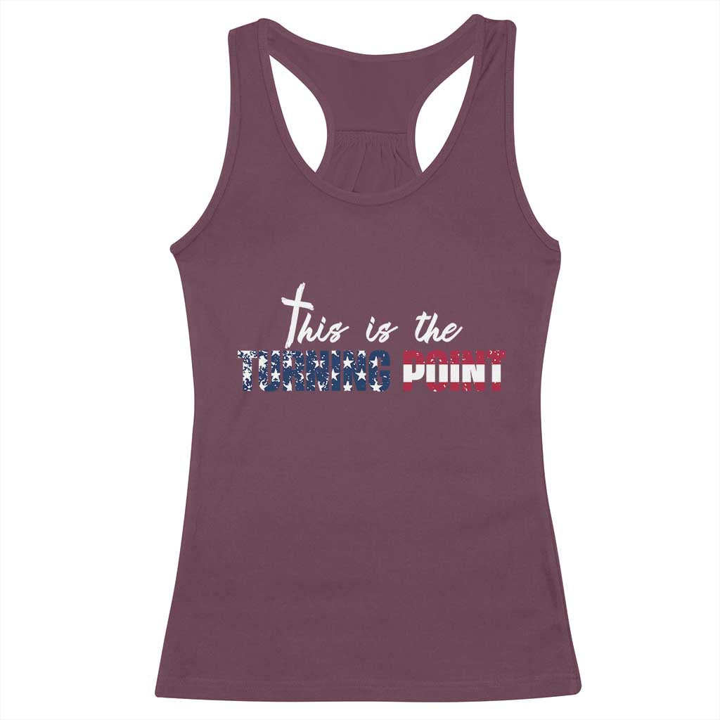 This is The Turning Point Racerback Tank Top Patriotic American Flag Graphic TS02 Maroon Print Your Wear