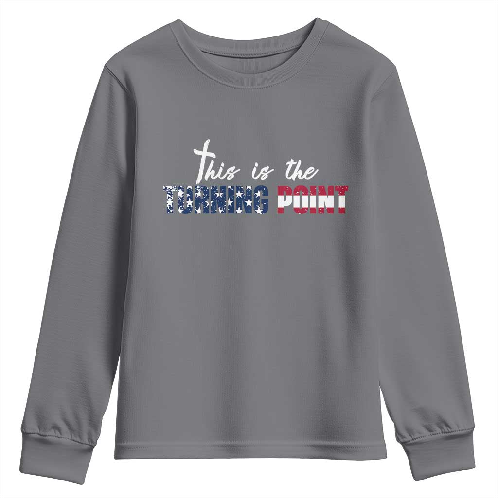 This is The Turning Point Youth Sweatshirt Patriotic American Flag Graphic TS02 Charcoal Print Your Wear