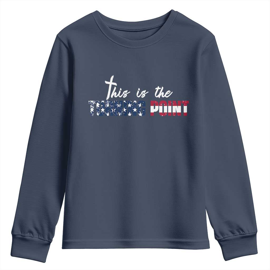 This is The Turning Point Youth Sweatshirt Patriotic American Flag Graphic TS02 Navy Print Your Wear