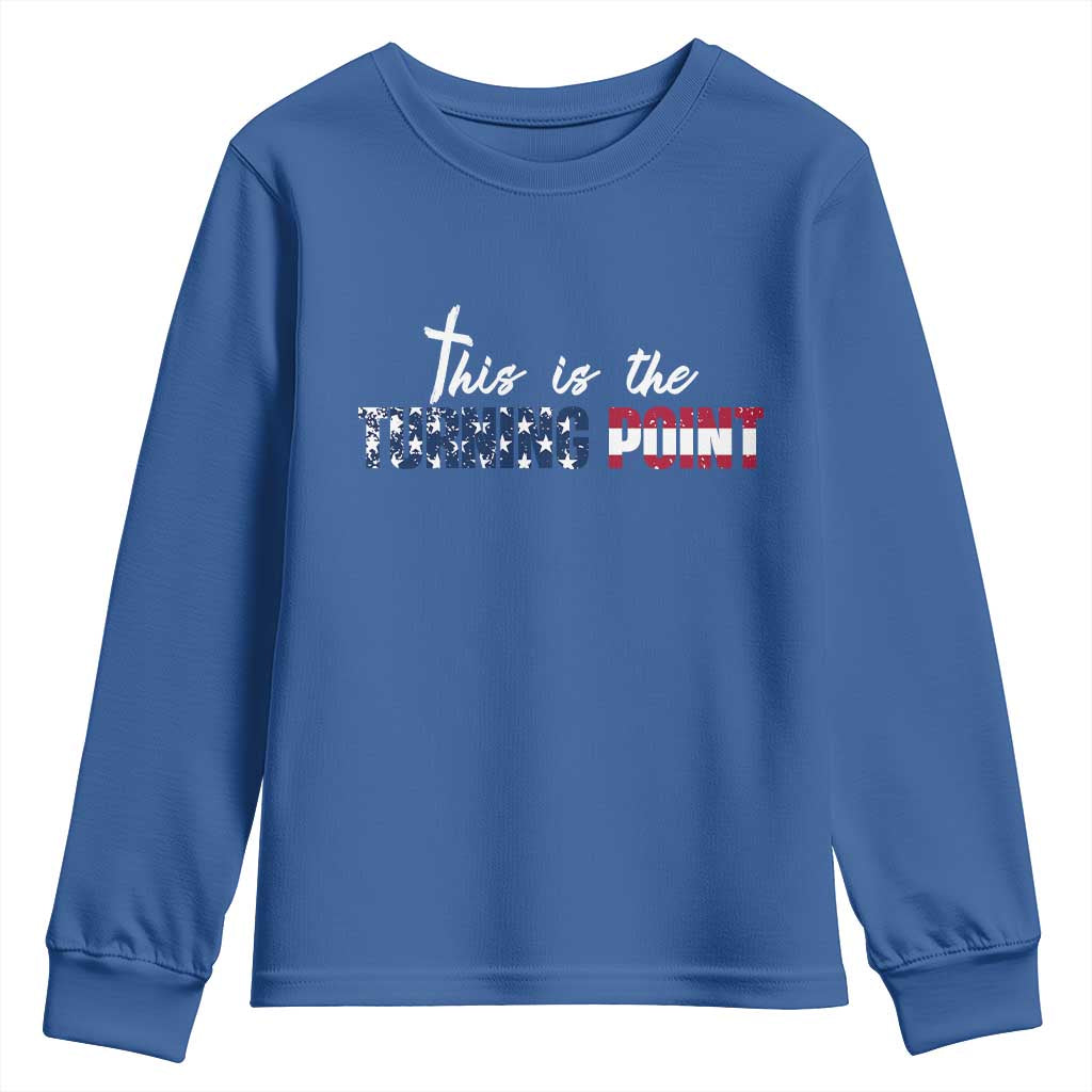 This is The Turning Point Youth Sweatshirt Patriotic American Flag Graphic TS02 Royal Blue Print Your Wear