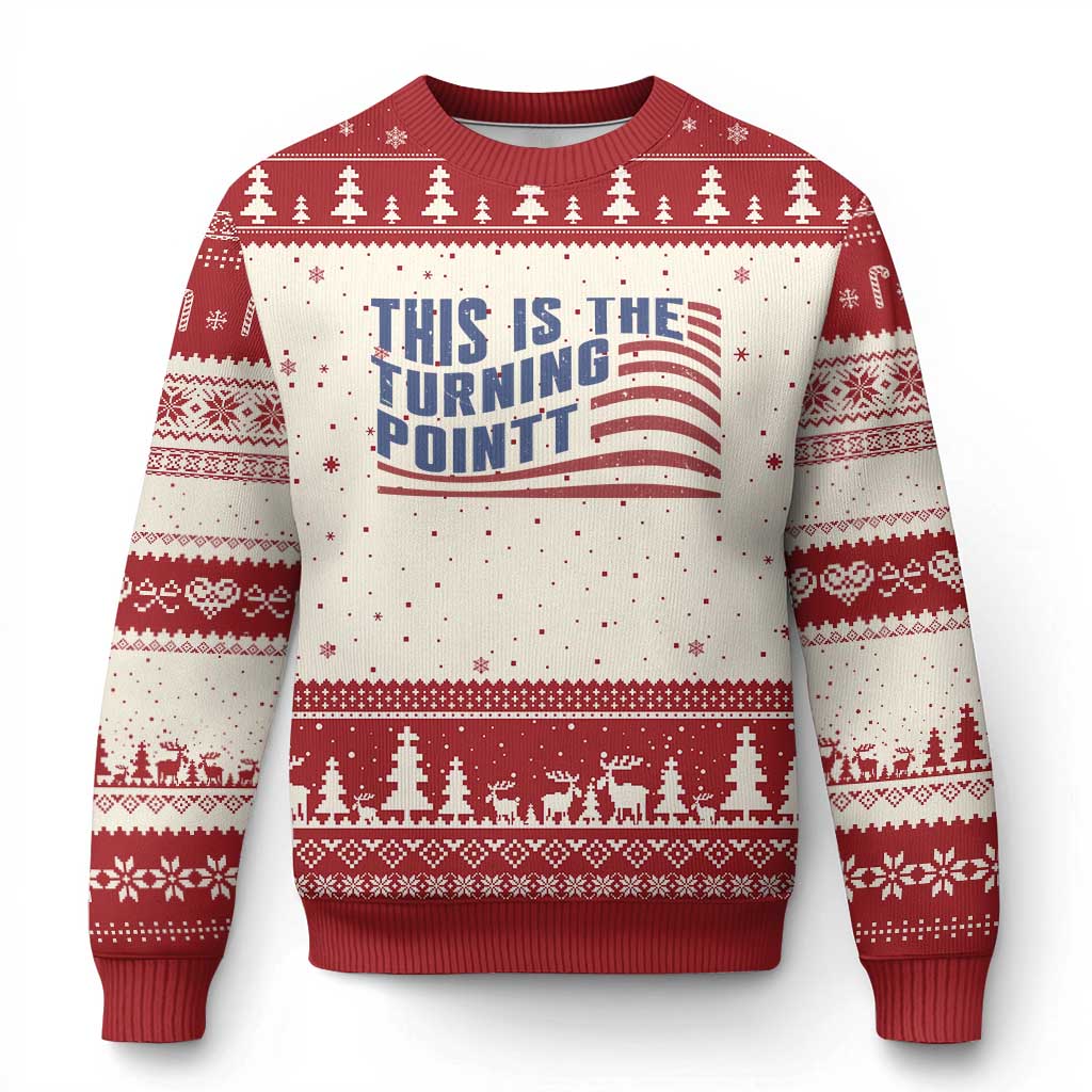 This is The Turning Point Ugly Christmas Sweater USA Flag America True Patriot TS02 Beige Red Print Your Wear