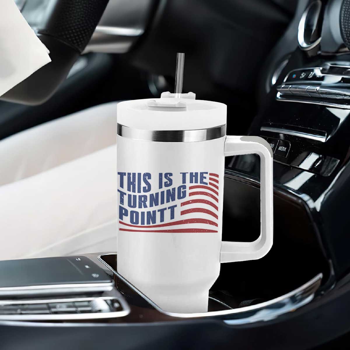 This is The Turning Point Tumbler With Handle USA Flag America True Patriot TS02 Print Your Wear