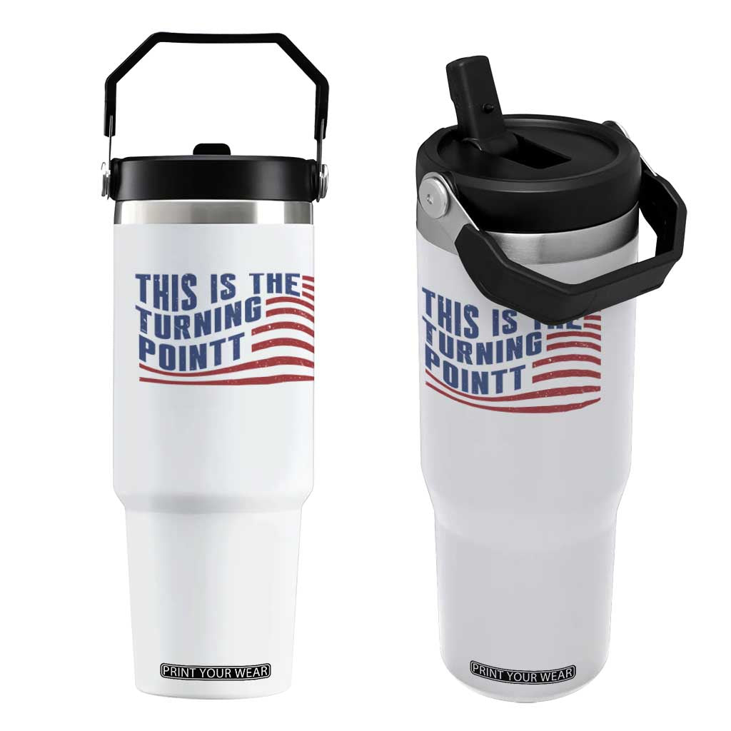 This is The Turning Point Flip Straw Tumbler USA Flag America True Patriot TS02 One Size: 30 oz White Print Your Wear