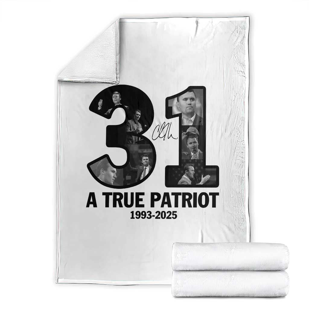 Freedom Number 31 Tribute Graphic Throw Blanket Thank You Charlie Kirk A True Patriot Memorial TS02 White Print Your Wear
