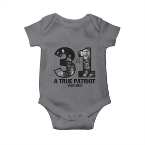 Freedom Number 31 Tribute Graphic Baby Onesie Thank You Charlie Kirk A True Patriot Memorial TS02 Charcoal Print Your Wear