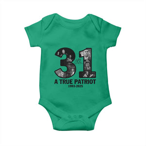 Freedom Number 31 Tribute Graphic Baby Onesie Thank You Charlie Kirk A True Patriot Memorial TS02 Irish Green Print Your Wear