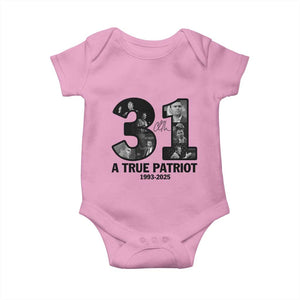 Freedom Number 31 Tribute Graphic Baby Onesie Thank You Charlie Kirk A True Patriot Memorial TS02 Light Pink Print Your Wear