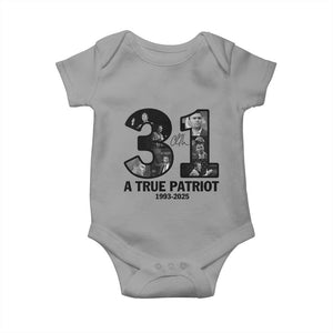 Freedom Number 31 Tribute Graphic Baby Onesie Thank You Charlie Kirk A True Patriot Memorial TS02 Sport Gray Print Your Wear