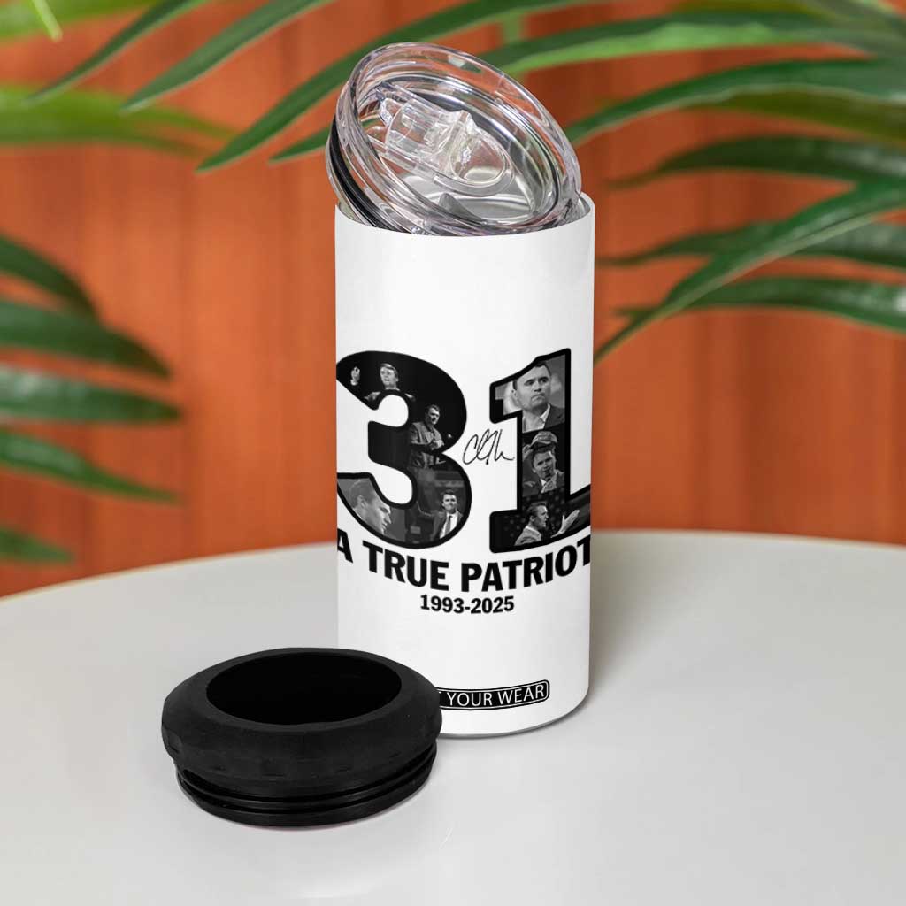 Freedom Number 31 Tribute Graphic 4 in 1 Can Cooler Tumbler Thank You Charlie Kirk A True Patriot Memorial TS02 Print Your Wear