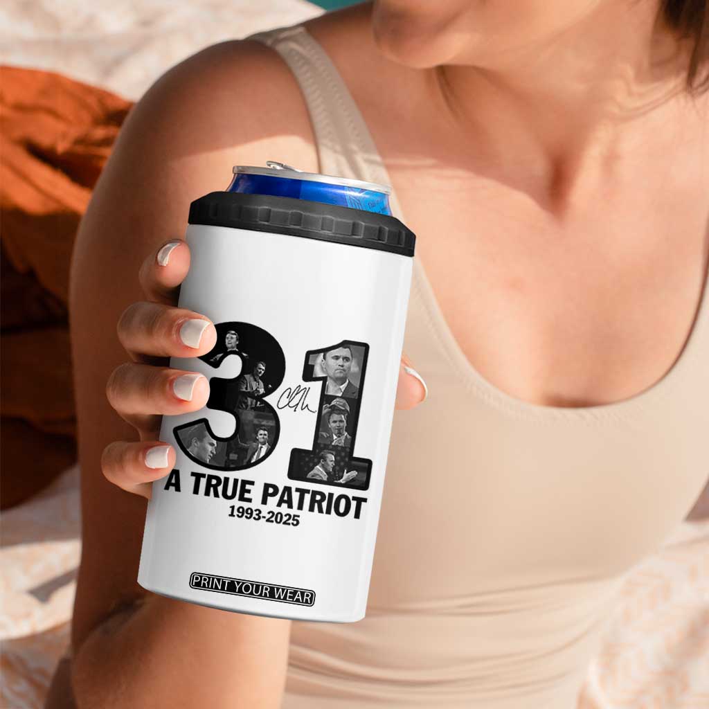 Freedom Number 31 Tribute Graphic 4 in 1 Can Cooler Tumbler Thank You Charlie Kirk A True Patriot Memorial TS02 Print Your Wear