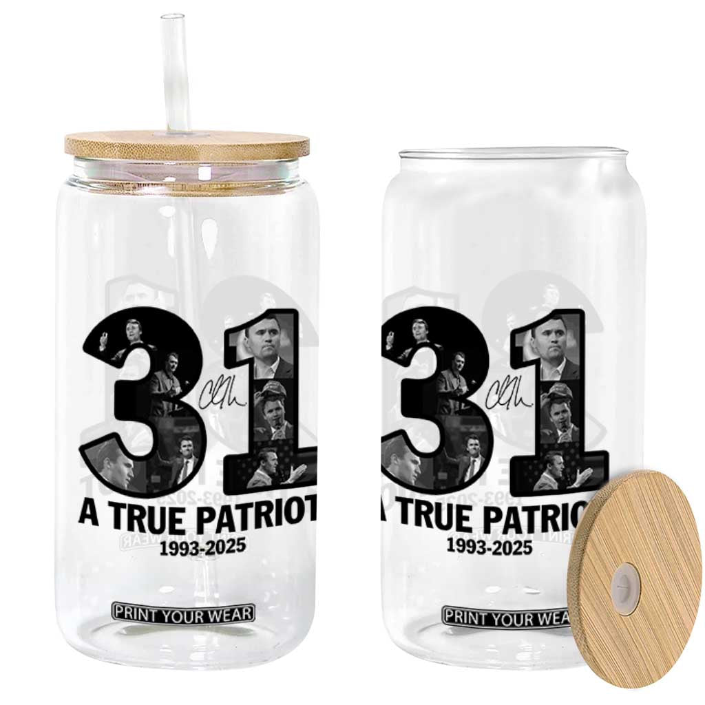 Freedom Number 31 Tribute Graphic Glass Can Thank You Charlie Kirk A True Patriot Memorial TS02 Print Your Wear