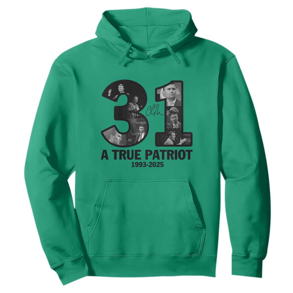 Freedom Number 31 Tribute Graphic Hoodie Thank You Charlie Kirk A True Patriot Memorial TS02 Irish Green Print Your Wear