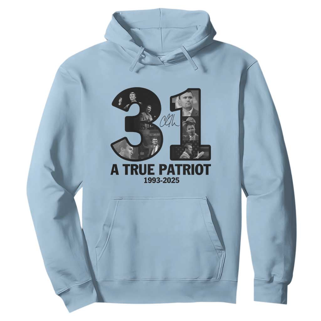 Freedom Number 31 Tribute Graphic Hoodie Thank You Charlie Kirk A True Patriot Memorial TS02 Light Blue Print Your Wear