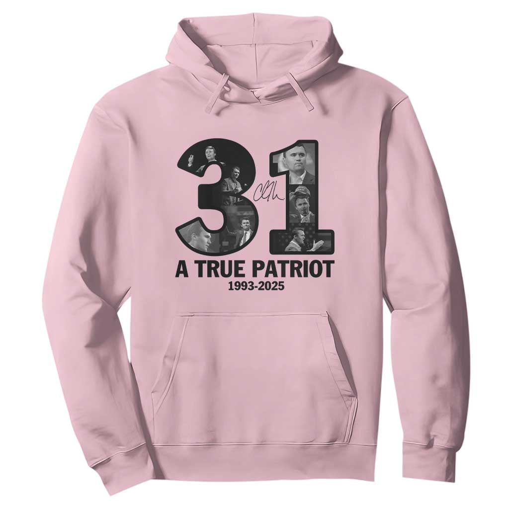 Freedom Number 31 Tribute Graphic Hoodie Thank You Charlie Kirk A True Patriot Memorial TS02 Light Pink Print Your Wear