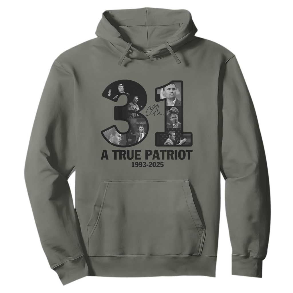 Freedom Number 31 Tribute Graphic Hoodie Thank You Charlie Kirk A True Patriot Memorial TS02 Military Green Print Your Wear