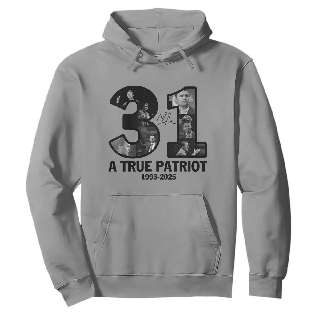 Freedom Number 31 Tribute Graphic Hoodie Thank You Charlie Kirk A True Patriot Memorial TS02 Sport Gray Print Your Wear