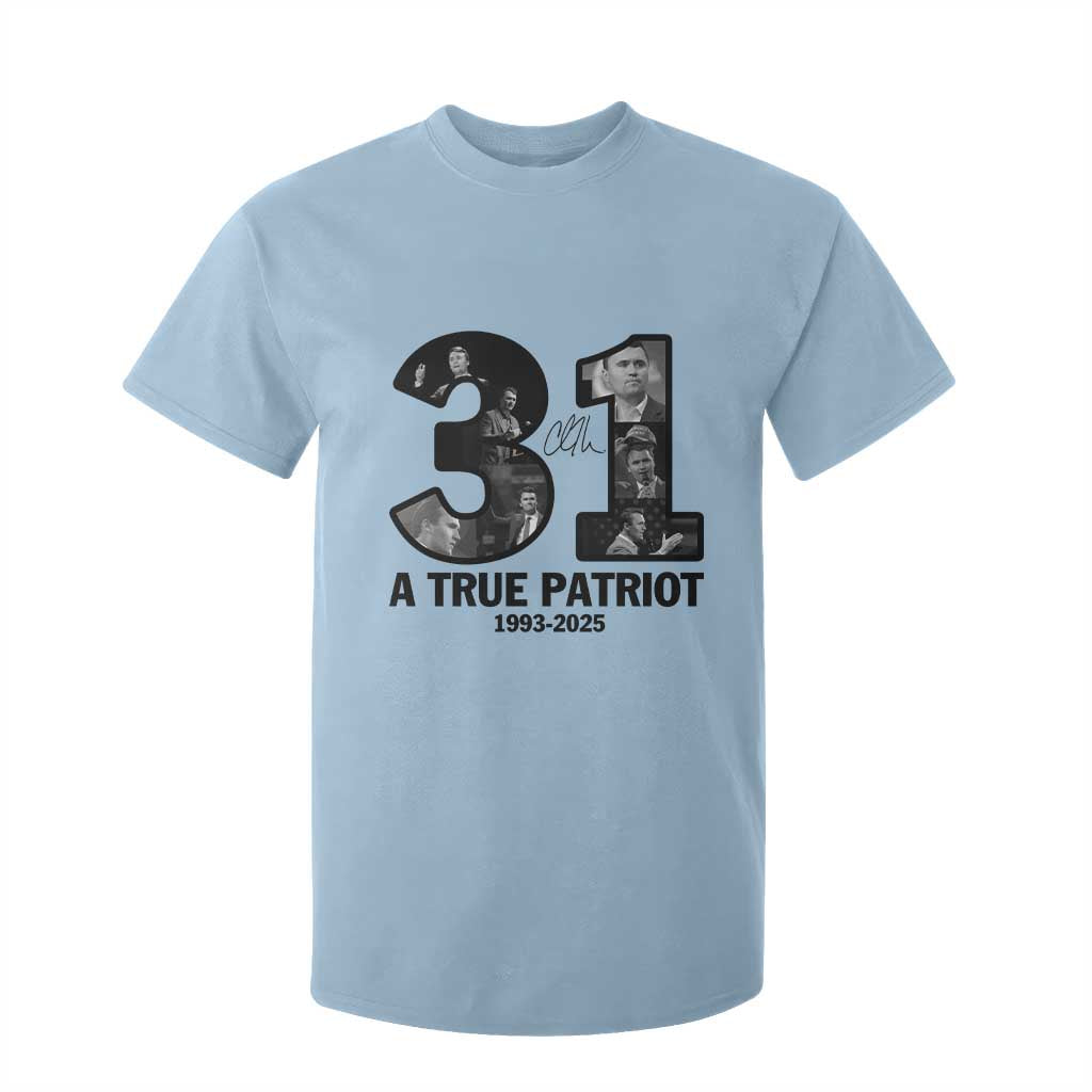 Freedom Number 31 Tribute Graphic T Shirt For Kid Thank You Charlie Kirk A True Patriot Memorial TS02 Light Blue Print Your Wear