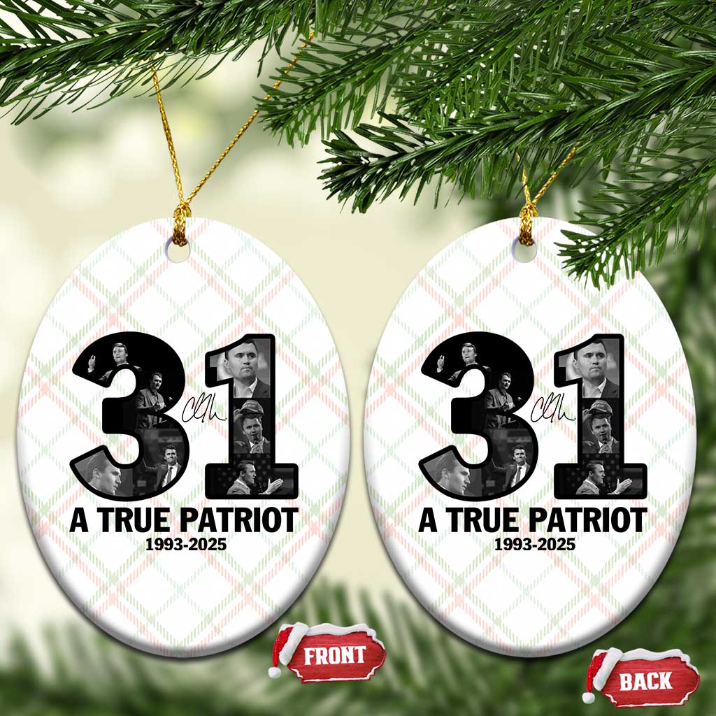 Freedom Number 31 Tribute Graphic Ceramic Ornament Thank You Charlie Kirk A True Patriot Memorial TS02 Print Your Wear