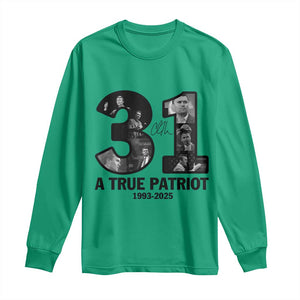 Freedom Number 31 Tribute Graphic Long Sleeve Shirt Thank You Charlie Kirk A True Patriot Memorial TS02 Irish Green Print Your Wear