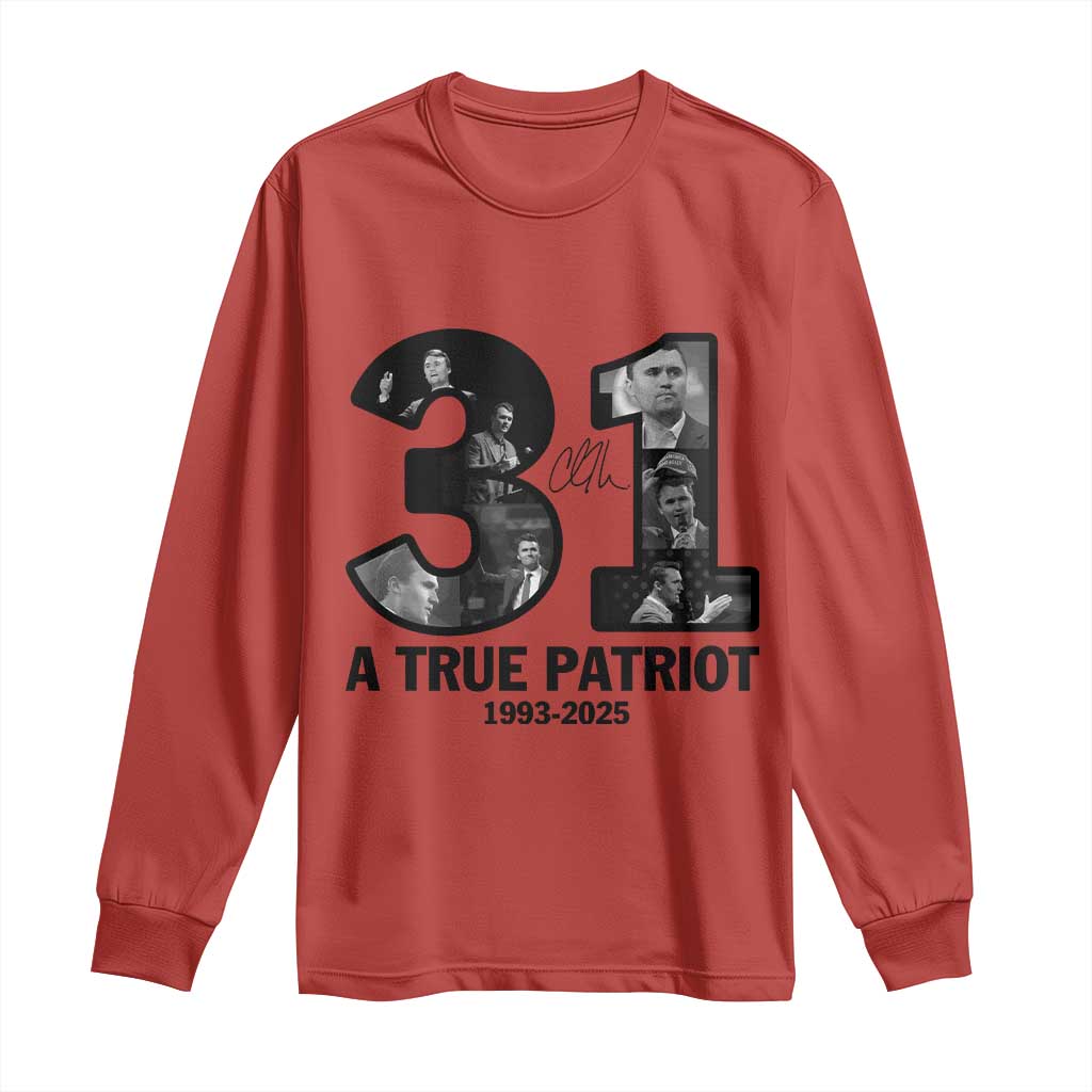 Freedom Number 31 Tribute Graphic Long Sleeve Shirt Thank You Charlie Kirk A True Patriot Memorial TS02 Red Print Your Wear