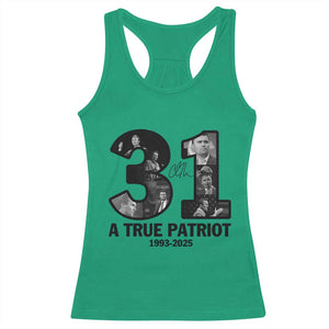 Freedom Number 31 Tribute Graphic Racerback Tank Top Thank You Charlie Kirk A True Patriot Memorial TS02 Irish Green Print Your Wear