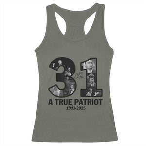 Freedom Number 31 Tribute Graphic Racerback Tank Top Thank You Charlie Kirk A True Patriot Memorial TS02 Military Green Print Your Wear