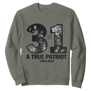Freedom Number 31 Tribute Graphic Sweatshirt Thank You Charlie Kirk A True Patriot Memorial TS02 Military Green Print Your Wear