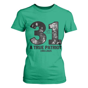 Freedom Number 31 Tribute Graphic T Shirt For Women Thank You Charlie Kirk A True Patriot Memorial TS02 Irish Green Print Your Wear