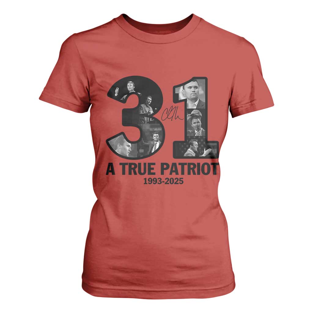 Freedom Number 31 Tribute Graphic T Shirt For Women Thank You Charlie Kirk A True Patriot Memorial TS02 Red Print Your Wear