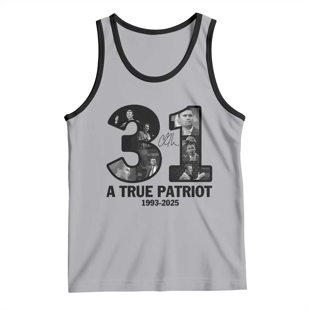 Freedom Number 31 Tribute Graphic Tank Top Thank You Charlie Kirk A True Patriot Memorial TS02 Athletic Heather Black Print Your Wear
