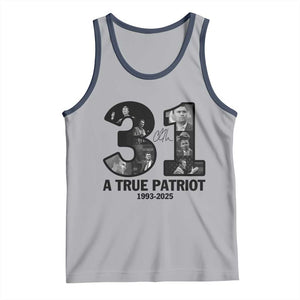 Freedom Number 31 Tribute Graphic Tank Top Thank You Charlie Kirk A True Patriot Memorial TS02 Athletic Heather Navy Print Your Wear