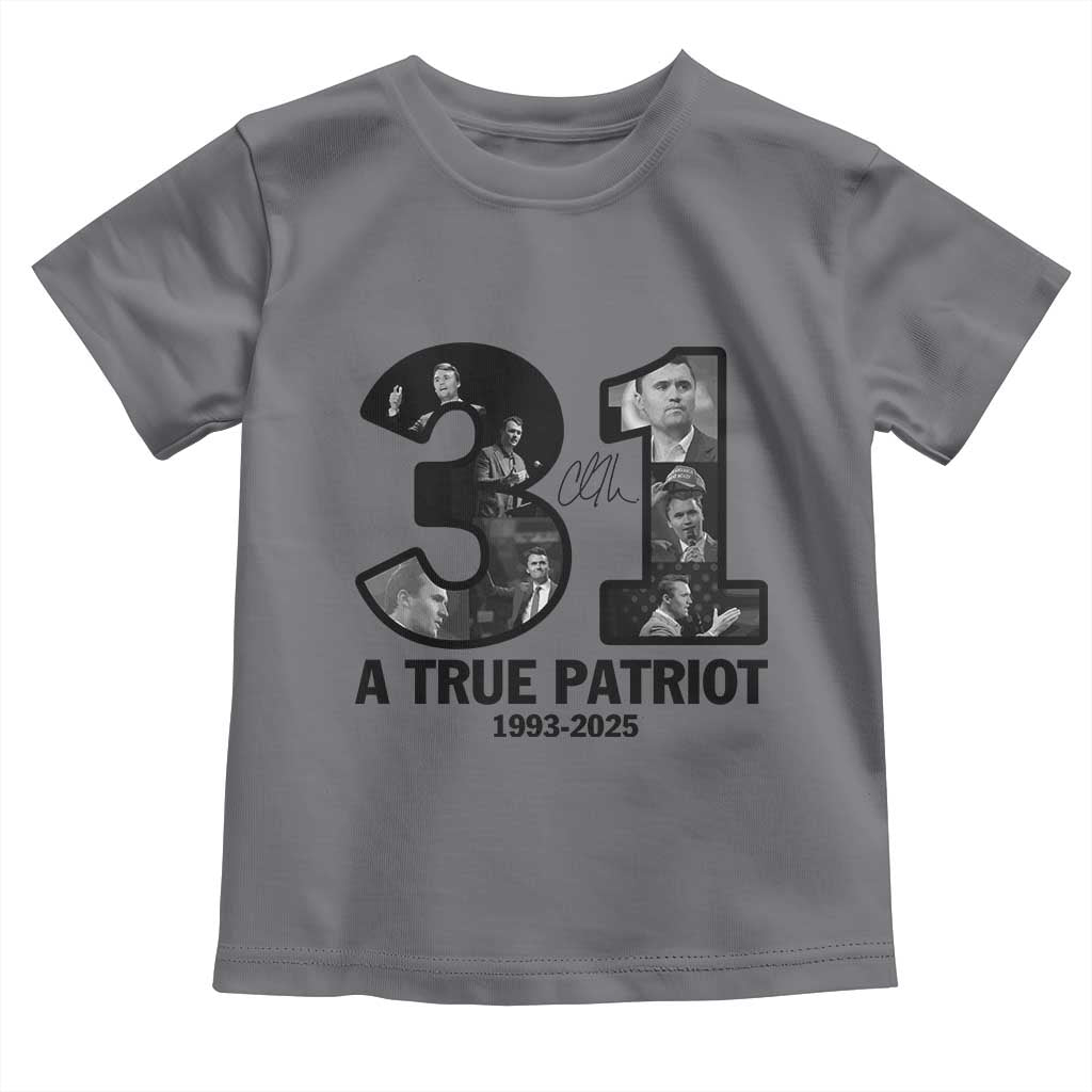 Freedom Number 31 Tribute Graphic Toddler T Shirt Thank You Charlie Kirk A True Patriot Memorial TS02 Charcoal Print Your Wear