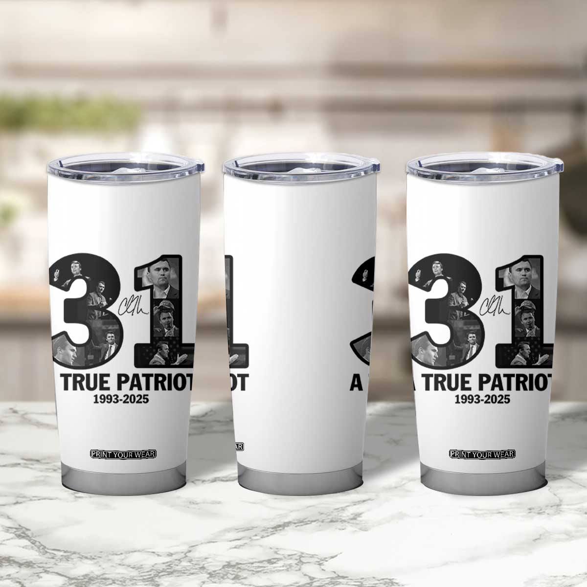 Freedom Number 31 Tribute Graphic Tumbler Cup Thank You Charlie Kirk A True Patriot Memorial TS02 Print Your Wear