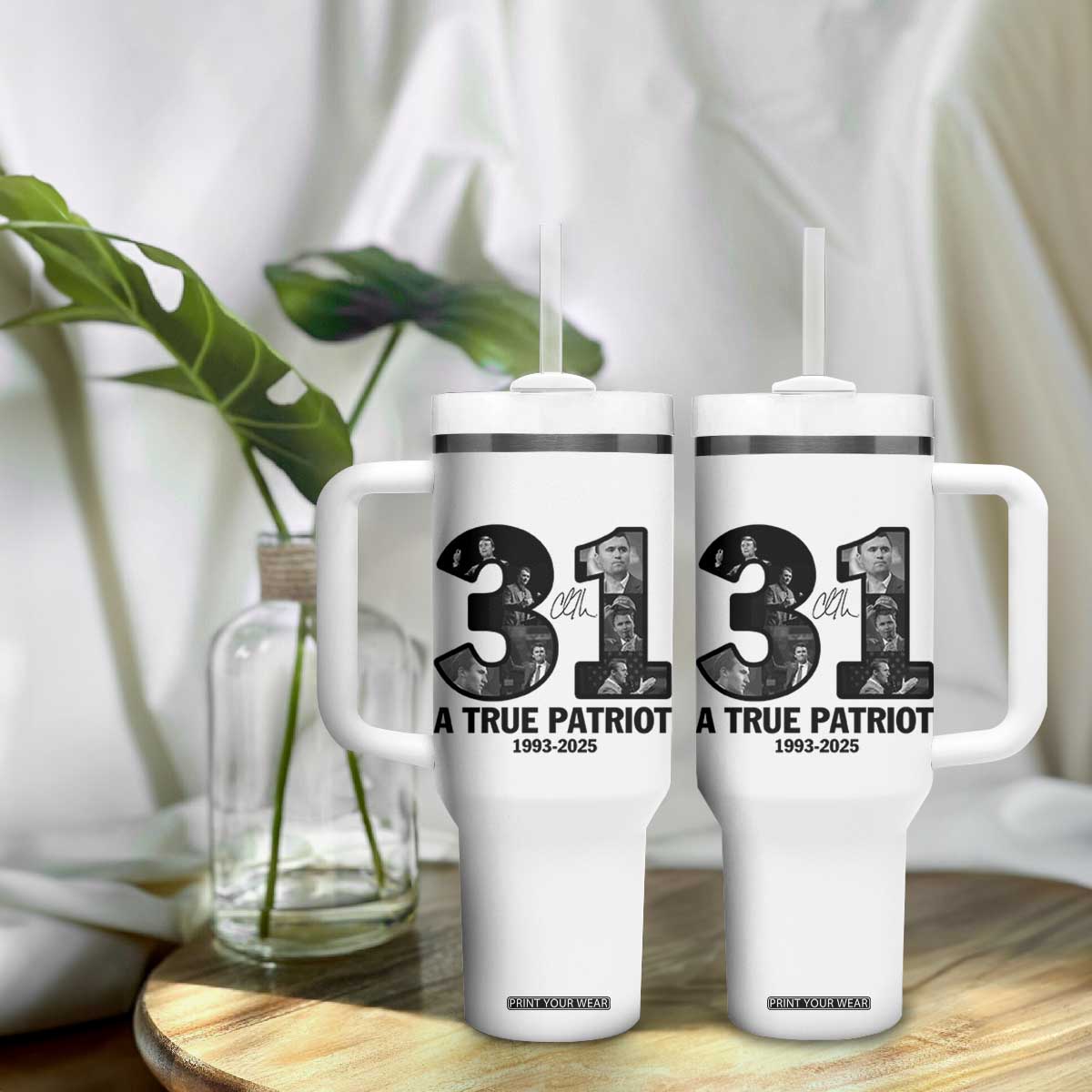 Freedom Number 31 Tribute Graphic Tumbler With Handle Thank You Charlie Kirk A True Patriot Memorial TS02 Print Your Wear