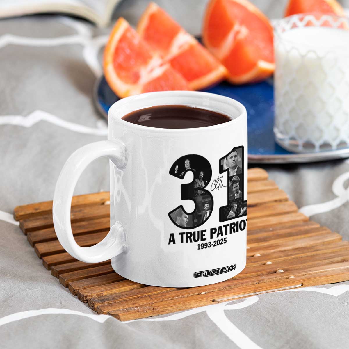 Freedom Number 31 Tribute Graphic Coffee Mug Thank You Charlie Kirk A True Patriot Memorial TS02 Print Your Wear
