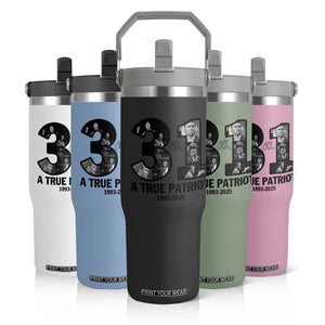 Freedom Number 31 Tribute Graphic Flip Straw Tumbler Thank You Charlie Kirk A True Patriot Memorial TS02 Print Your Wear