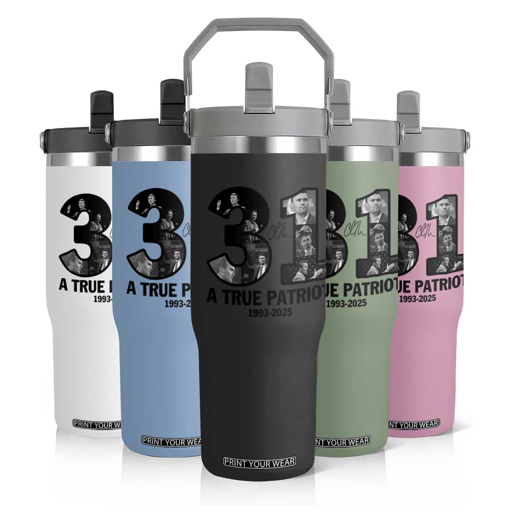 Freedom Number 31 Tribute Graphic Flip Straw Tumbler Thank You Charlie Kirk A True Patriot Memorial TS02 Print Your Wear