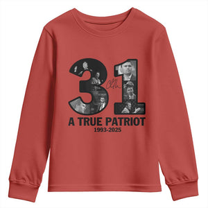 Freedom Number 31 Tribute Graphic Youth Sweatshirt Thank You Charlie Kirk A True Patriot Memorial TS02 Red Print Your Wear