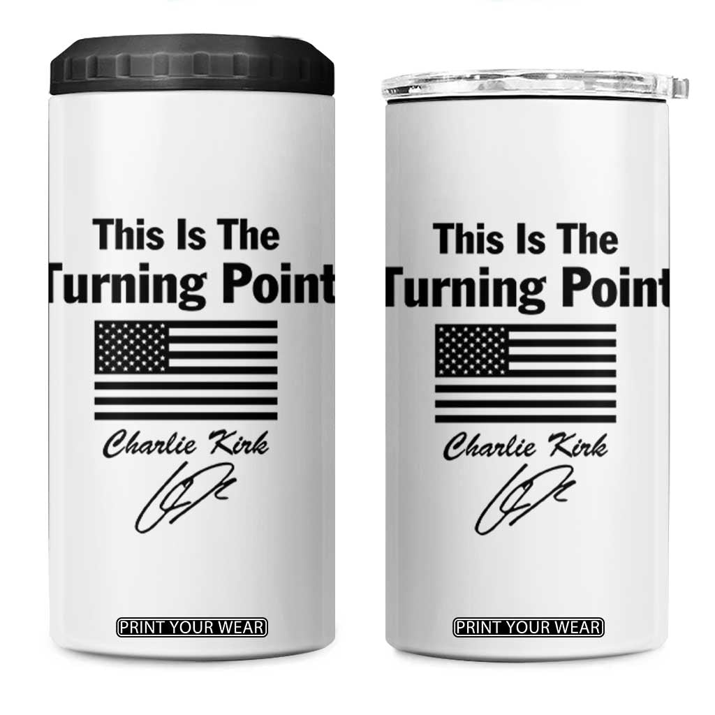 This is The Turning Point 4 in 1 Can Cooler Tumbler American Flag A True Patriot Statement TS02 One Size: 16 oz White Print Your Wear